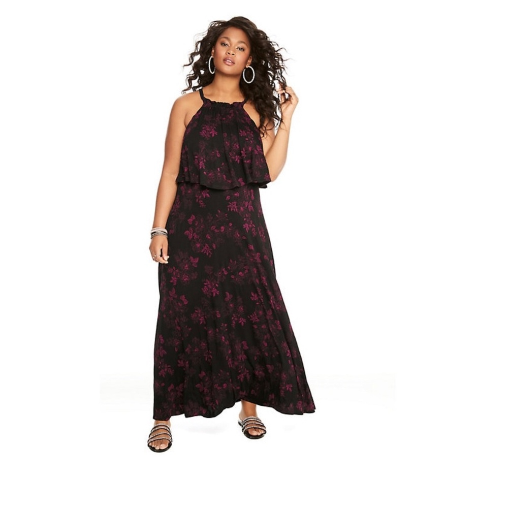 TORRID BNWT FLORAL HIGH NECK JERSEY MAXI DRESS
